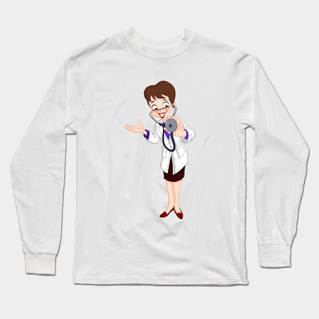 Female Doctor Long Sleeve T-Shirt by DigiToonsTreasures